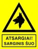 Atsargiai! Sarginis šuo – lipdukas